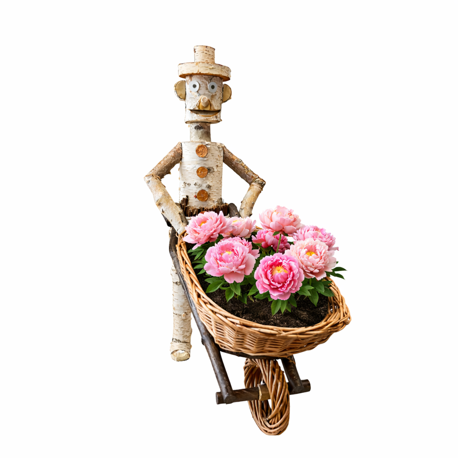 wooden decorative figurine made of birch for the garden