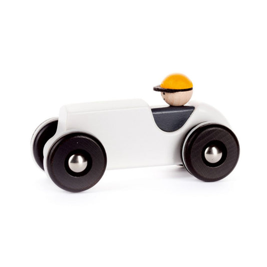 houten retroauto met bestuurder – speelgoed voor kinderen