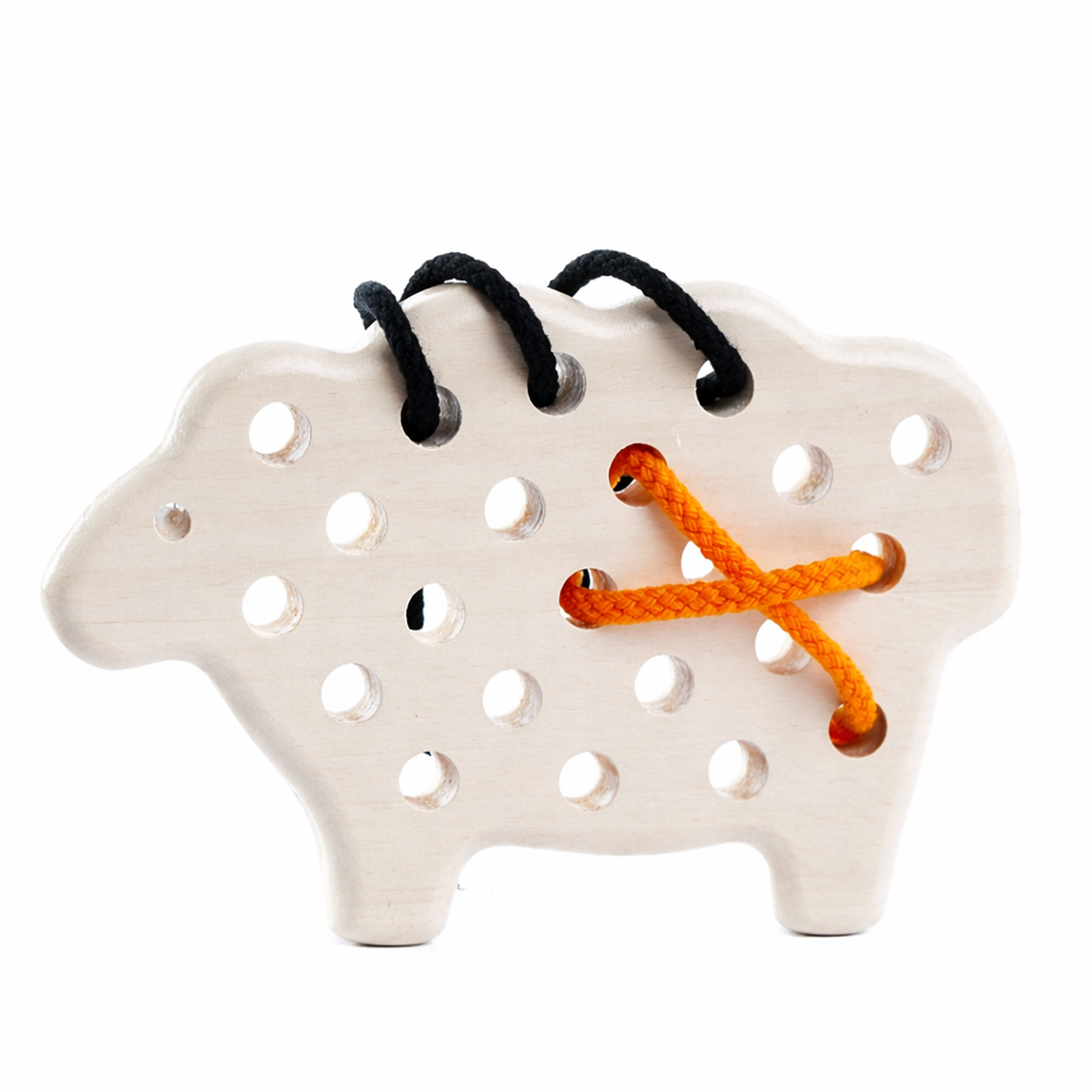 mouton en bois avec agneau - jouet pour enfants, artisanal en osier et bois, applique