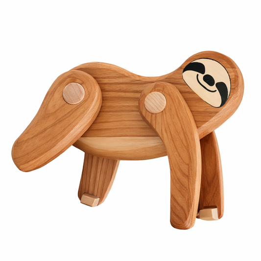 wooden sloth on a branch – toy with movable paws
