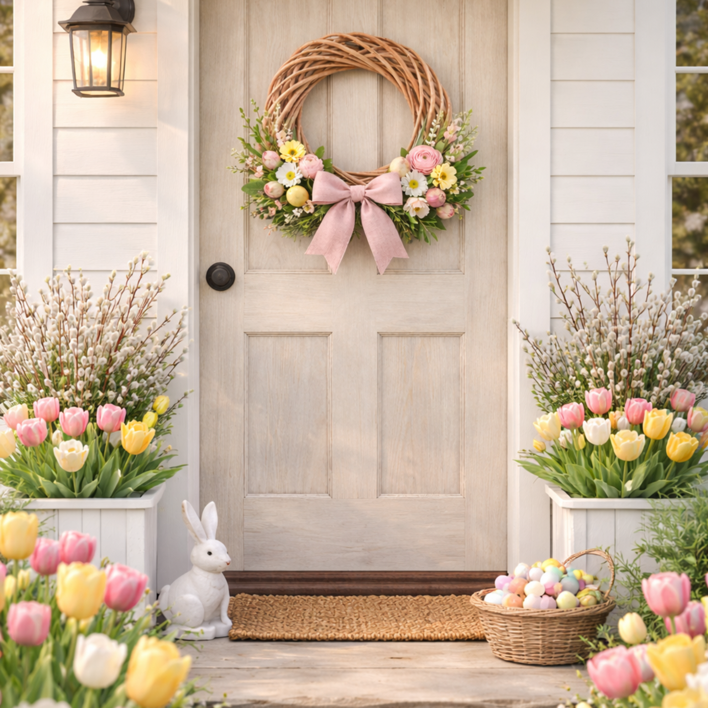 Viresto decorative wicker wreath for door and wall, set of 4 TheWickerStories