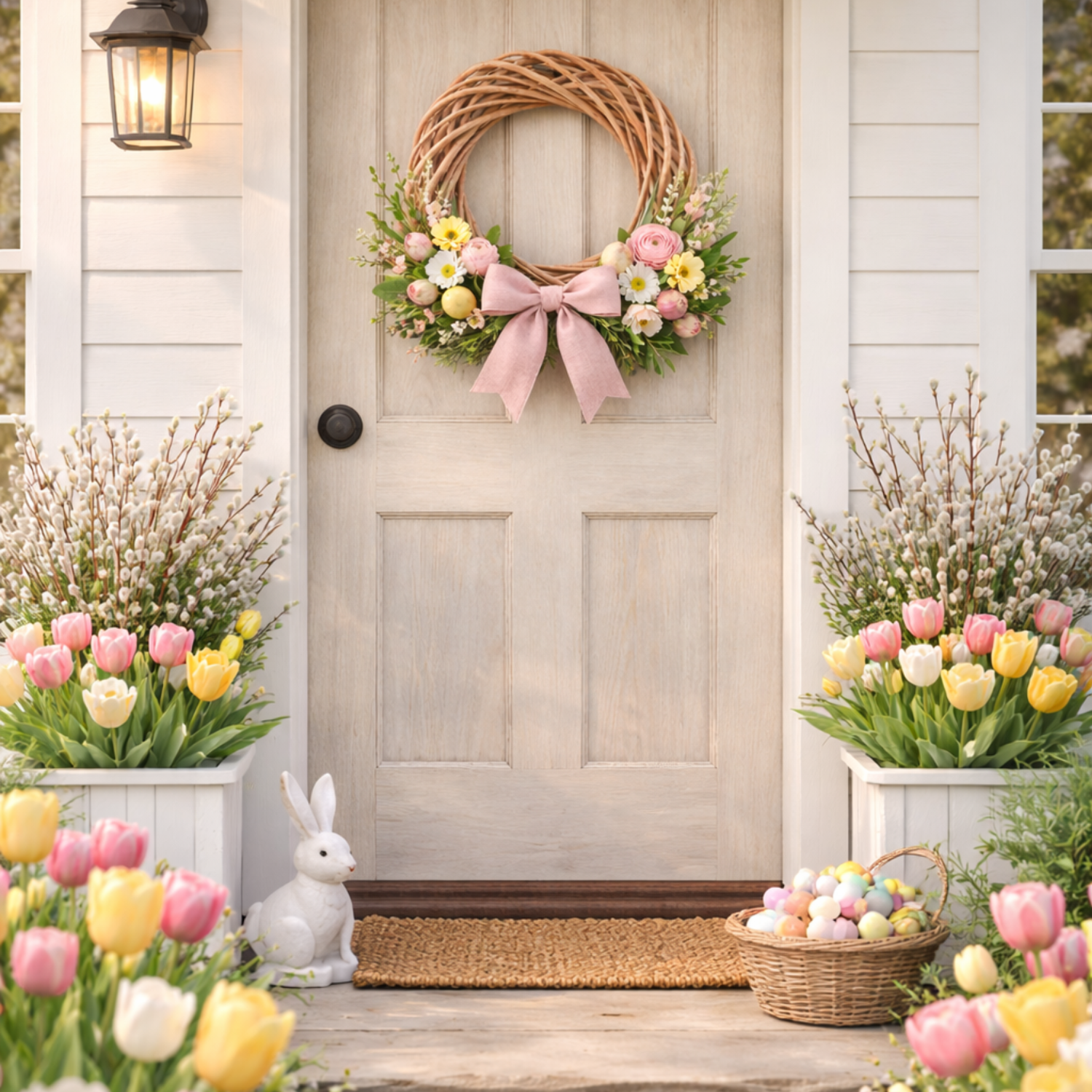 decorative wicker wreath for door and wall, set of 4