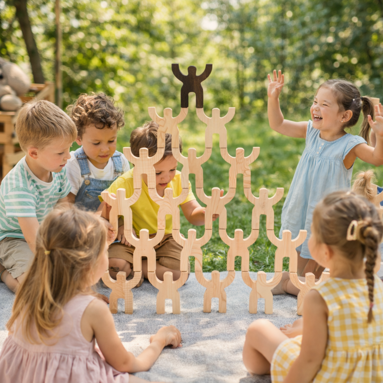 figurines en bois – jouet d'empilage et d'équilibre