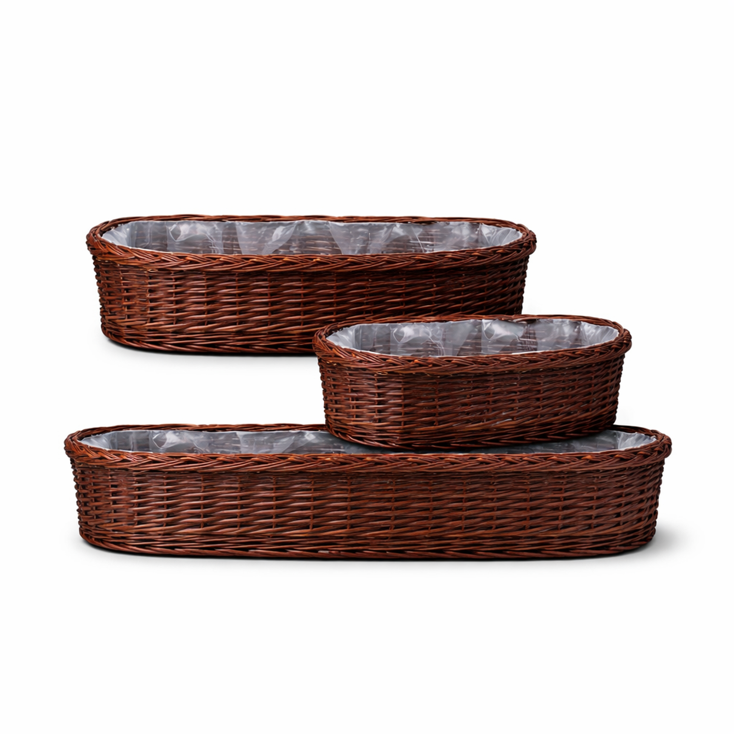 Fivina ensemble de housses en osier pour pots avec doublure en film plastique, lot de 3. TheWickerStories