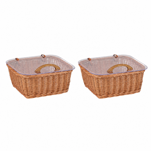 wicker bread display basket with lid, set of 2 by